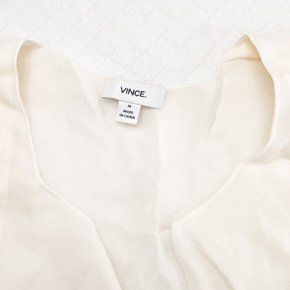 Vince Cream Delicate Embroidered Top See Through Weave Size M - Picture 3 of 5